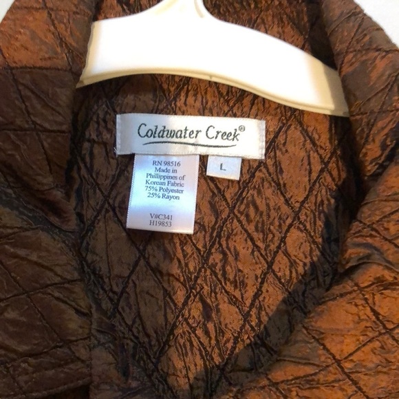 Coldwater Creek size large dark bronze quilted button down jacket - Picture 3 of 9